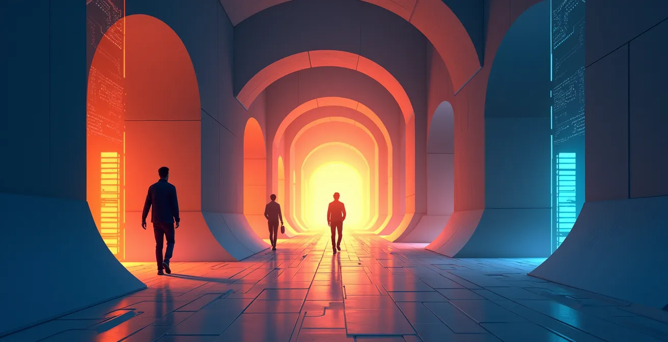 Infographie comparative montrant VPN, Proxy, Tor et Smart DNS avec leurs caractéristiques visibles sous forme d'architecture en couches