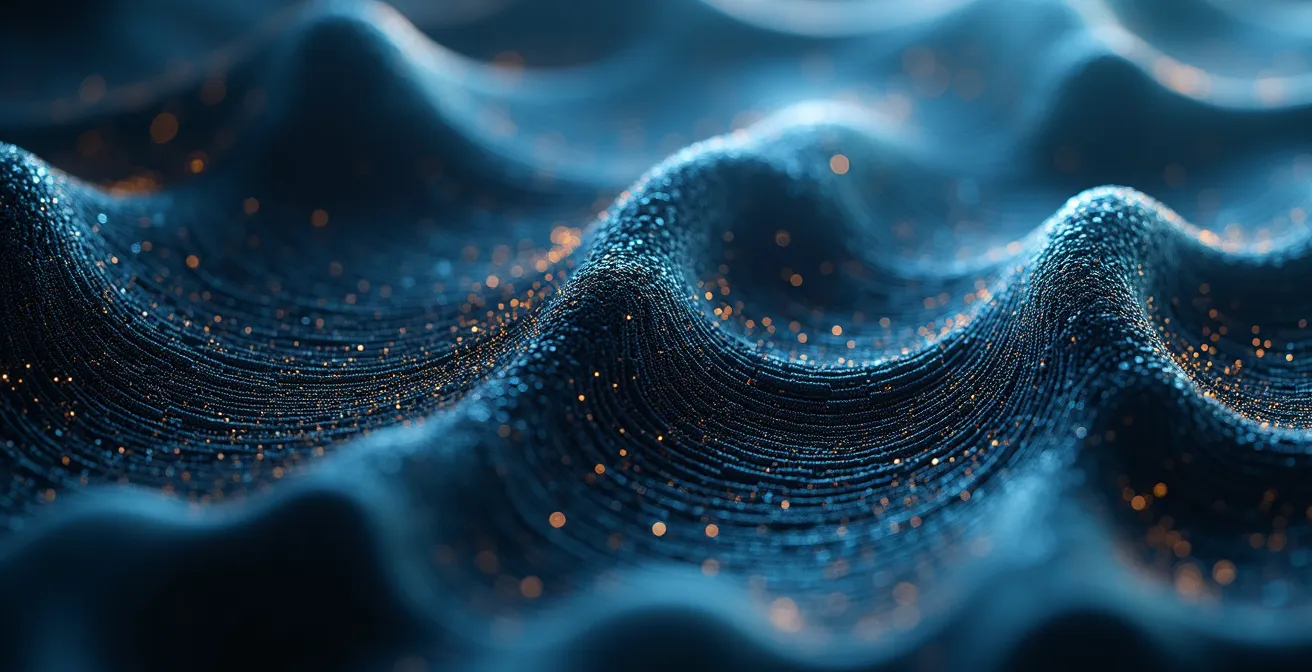 Visualisation artistique d'une empreinte numérique unique montrant les données collectées par le canvas fingerprinting et WebGL