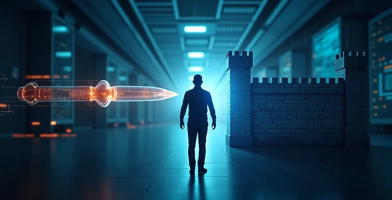 Visualisation comparative montrant un proxy comme scalpel chirurgical et un VPN comme forteresse, illustrant leurs usages distincts pour la souveraineté numérique