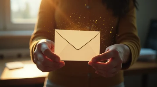 Illustration éditorialede présentation d'une enveloppe de courrier traditionnel transformée en élément numérique symbolisant la souveraineté des données d'email