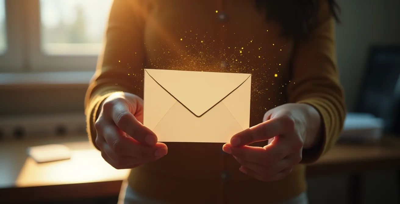 Illustration éditorialede présentation d'une enveloppe de courrier traditionnel transformée en élément numérique symbolisant la souveraineté des données d'email