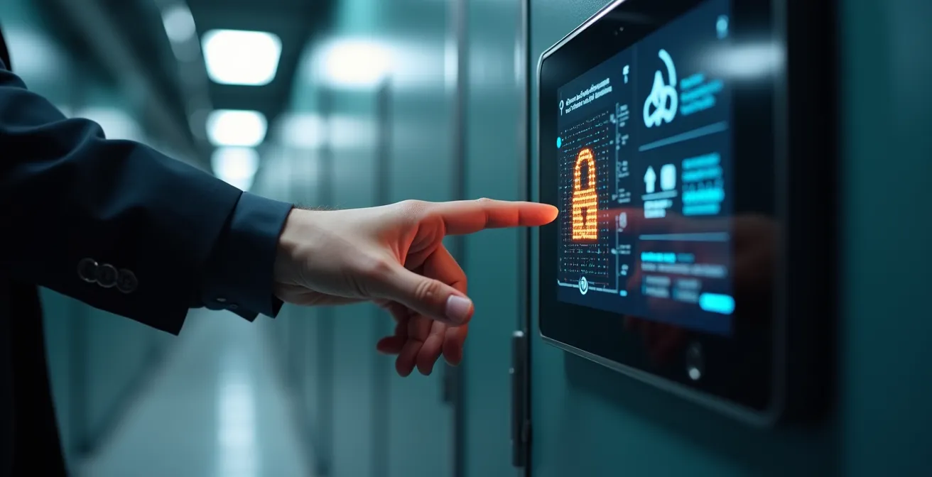 Système de contrôle d'accès biométrique à l'entrée d'une salle serveur sécurisée