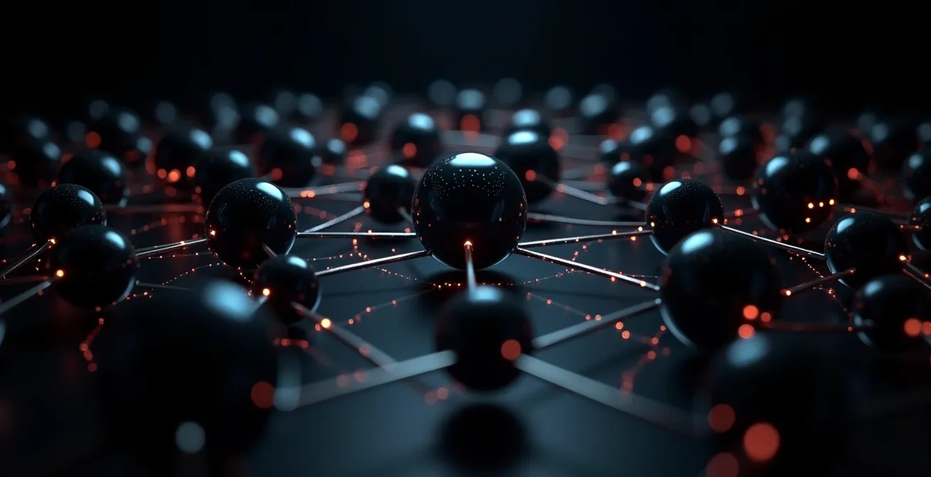 Représentation symbolique du réseau mondial du cybercrime avec interconnexions