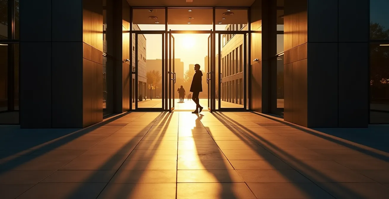 Scène illustrant les dangers de l'ingénierie sociale dans le monde physique