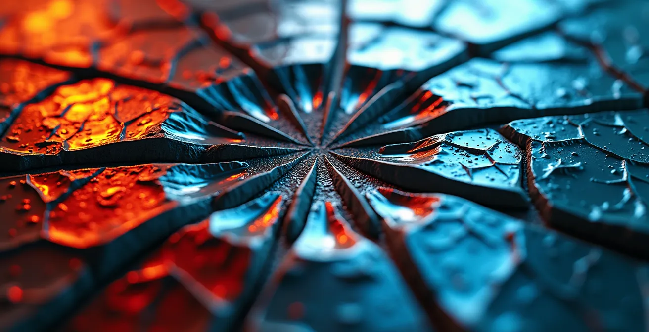 Vue macro d'une surface texturée évoquant les réseaux sociaux et leurs implications professionnelles